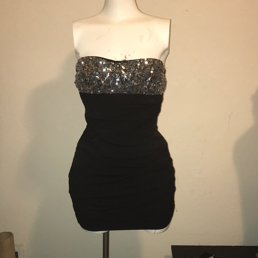 Ruby Rox Black Mini Dress with silver sequins